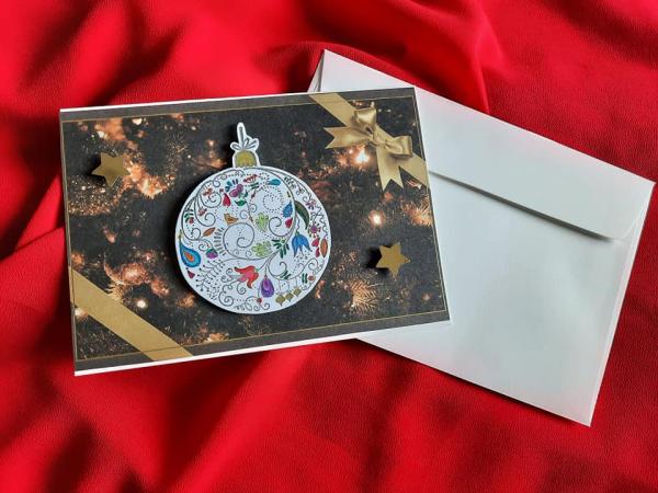 Weihnachtskarte "Christbaumkugel Bunt"